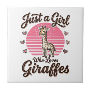 Just a Girl Who Loves Giraffes Vintage Shirt Desig Tile