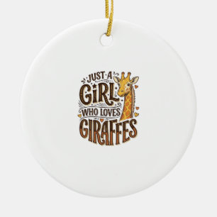 Just a Girl Who Loves Giraffes Vintage T-Shirt Des Ceramic Tree Decoration