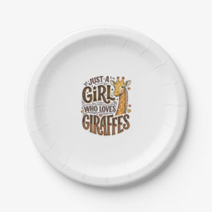 Just a Girl Who Loves Giraffes Vintage T-Shirt Des Paper Plate