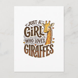 Just a Girl Who Loves Giraffes Vintage T-Shirt Des Postcard