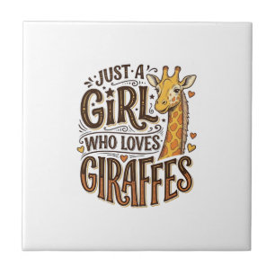 Just a Girl Who Loves Giraffes Vintage T-Shirt Des Tile