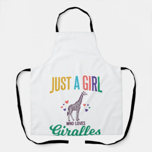 Just a Girl Who Loves Giraffes Vintage Vector Desi Apron