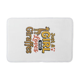 Just A Girl Who Loves Giraffes Vintage Vector Desi Bath Mat