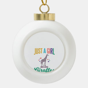 Just a Girl Who Loves Giraffes Vintage Vector Desi Ceramic Ball Christmas Ornament