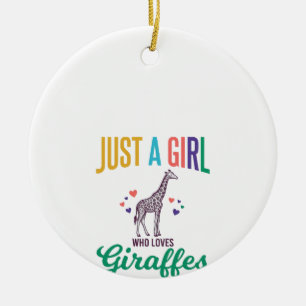 Just a Girl Who Loves Giraffes Vintage Vector Desi Ceramic Tree Decoration