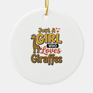 Just A Girl Who Loves Giraffes Vintage Vector Desi Ceramic Tree Decoration