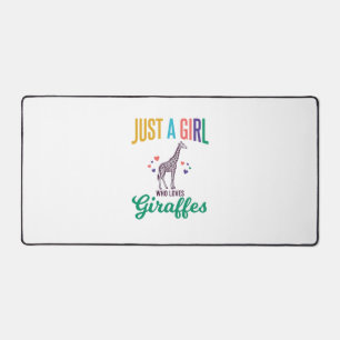 Just a Girl Who Loves Giraffes Vintage Vector Desi Desk Mat