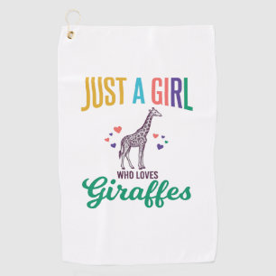 Just a Girl Who Loves Giraffes Vintage Vector Desi Golf Towel