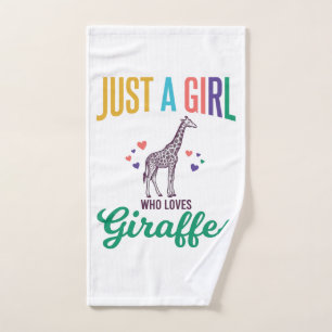 Just a Girl Who Loves Giraffes Vintage Vector Desi Hand Towel