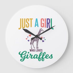 Just a Girl Who Loves Giraffes Vintage Vector Desi Large Clock