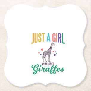 Just a Girl Who Loves Giraffes Vintage Vector Desi Paper Coaster