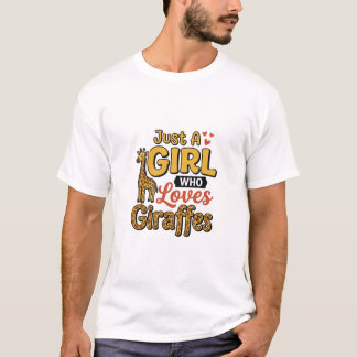 Just A Girl Who Loves Giraffes Vintage Vector Desi T-Shirt