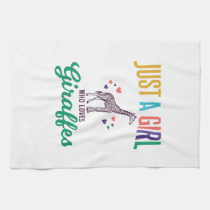 Just a Girl Who Loves Giraffes Vintage Vector Desi Tea Towel