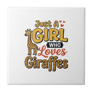 Just A Girl Who Loves Giraffes Vintage Vector Desi Tile