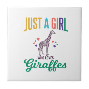 Just a Girl Who Loves Giraffes Vintage Vector Desi Tile