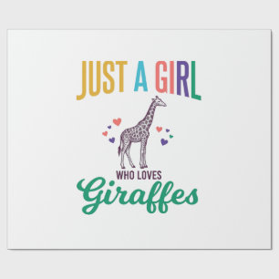 Just a Girl Who Loves Giraffes Vintage Vector Desi Wrapping Paper