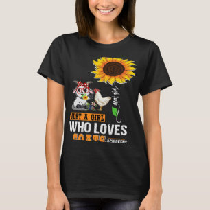 Just A Girl Who Loves Goats And Chickens Sunflower T-Shirt