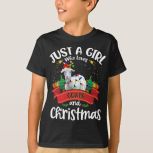 Just A Girl Who Loves Goats And Christmas Santa Ha T-Shirt