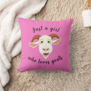 Just A Girl Who Loves Goats Cute Cartoon Cushion