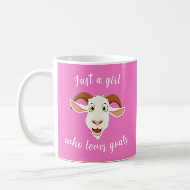 Just A Girl Who Loves Goats Funny Cartoon Coffee Mug (Left)