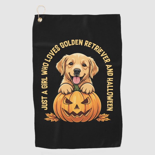Just a Girl Who Loves Golden Retrievers Golf Towel (Front)