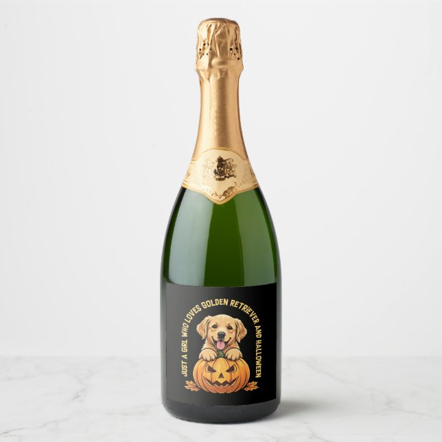 Just a Girl Who Loves Golden Retrievers Sparkling Wine Label (Front)