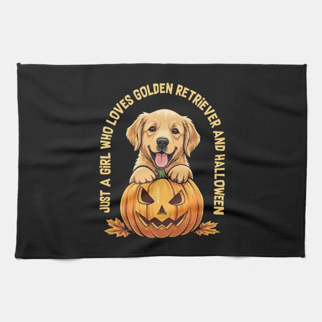 Just a Girl Who Loves Golden Retrievers Tea Towel (Horizontal)