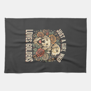 Just a Girl Who Loves Goldens Tea Towel
