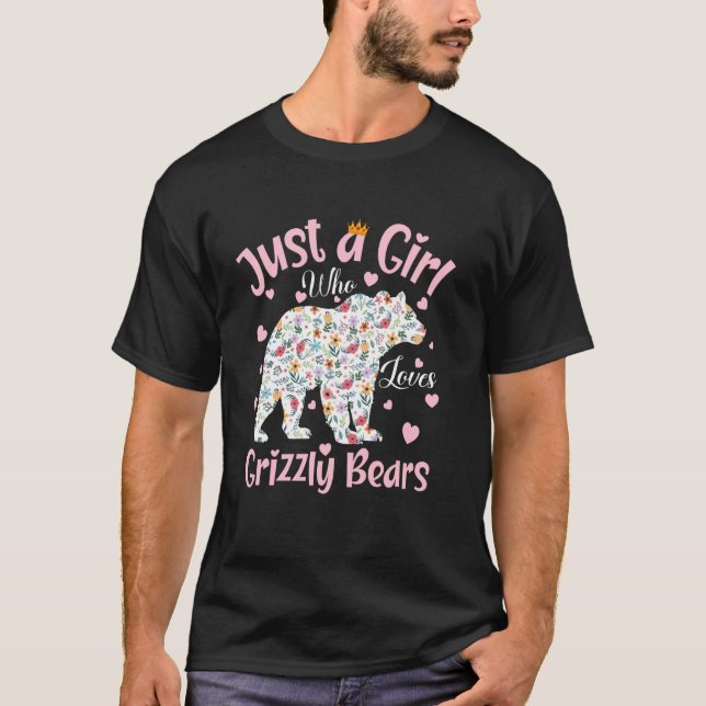 Just A Girl Who Loves Grizzly Bears Women Girls Fl T-Shirt (Front)