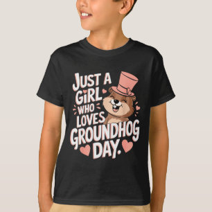 Just A Girl Who Loves Groundhogs Funny Groundhog D T-Shirt