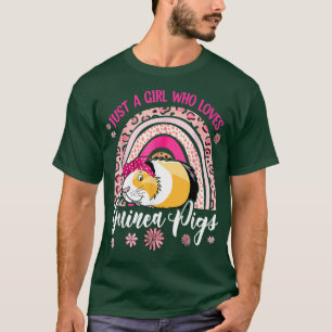 Just A Girl Who Loves Guinea Pigs Floral Rainbow G T-Shirt