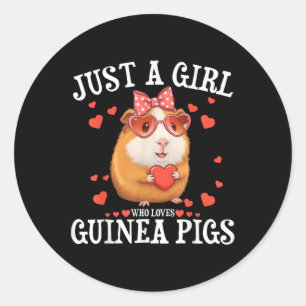 Just A Girl Who Loves Guinea Pigs Women Kids Cavy Classic Round Sticker