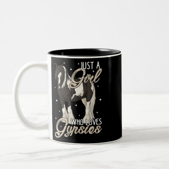 Just A Girl Who Loves Gypsies Black Pinto Gypsy Va Two-Tone Coffee Mug (Left)