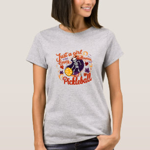 Just A Girl Who Loves Halloween and Pickleball T-Shirt