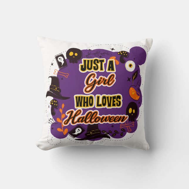 Just A Girl Who Loves Halloween Cushion (Front)