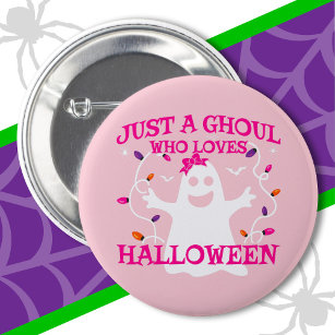 Just A Girl Who Loves Halloween Cute Pink Ghost 6 Cm Round Badge