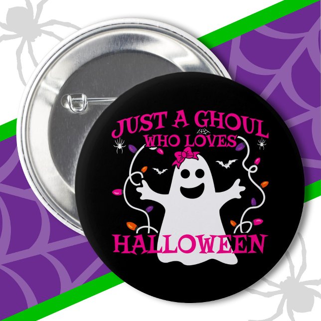 Just A Girl Who Loves Halloween Cute Pink Ghost 6 Cm Round Badge (Creator Uploaded)