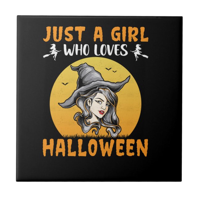 just a girl who loves halloween designs tile (Front)