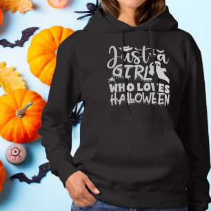 Just a Girl Who Loves Halloween Editable Colour Hoodie