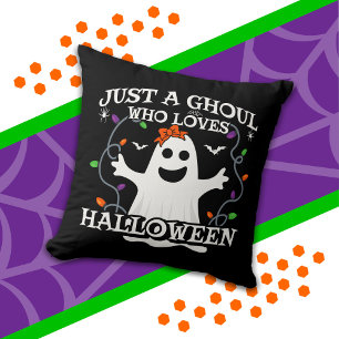 Just A Girl Who Loves Halloween Funny Halloween Cushion