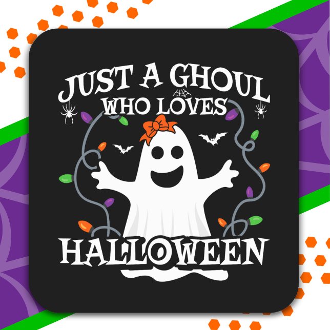 Just A Girl Who Loves Halloween Funny Halloween Square Sticker (Creator Uploaded)