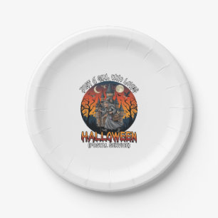 Just A Girl Who Loves Halloween Postal Service Wit Paper Plate