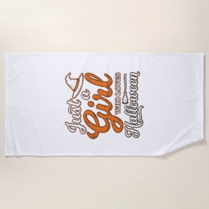 Just a Girl Who Loves Halloween Vector Design_1 Beach Towel