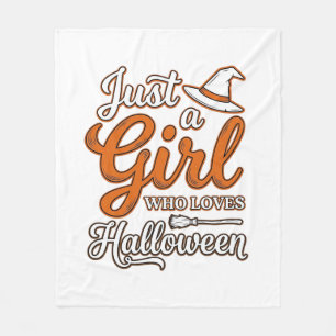 Just a Girl Who Loves Halloween Vector Design_1 Fleece Blanket