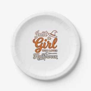 Just a Girl Who Loves Halloween Vector Design_1 Paper Plate
