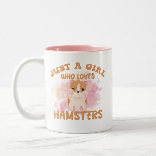 Just a girl who loves hamsters Two-Tone coffee mug (Left)