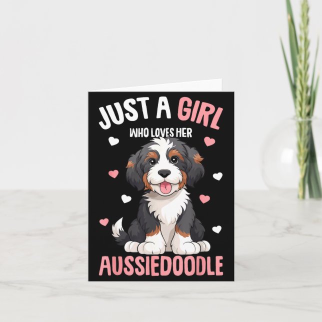 Just A Girl Who Loves Her Aussiedoodle Aussie Dood Card (Front)