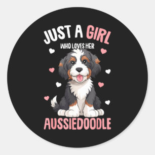 Just A Girl Who Loves Her Aussiedoodle Aussie Dood Classic Round Sticker