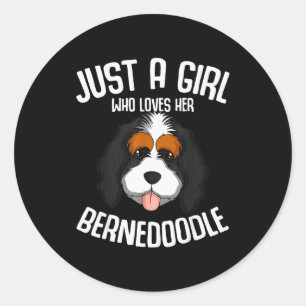Just A Girl Who Loves Her Bernedoodle Dog Girls  Classic Round Sticker