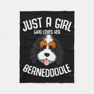Just A Girl Who Loves Her Bernedoodle Dog Girls  Fleece Blanket